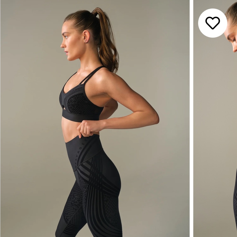 Savage x Fenty Black Women's Sports Bra and Leggings Set